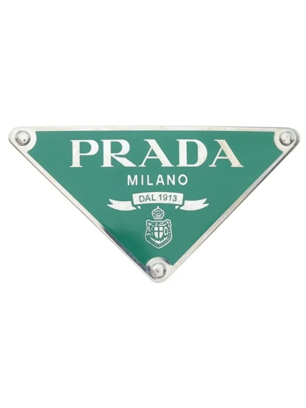 Prada Triangle Logo Metal Belt Buckle Green